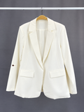 Notched Lapel Flap Roll Up Sleeve Blazer