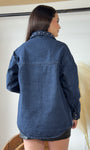 Button Down Stud Detail Denim Shacket