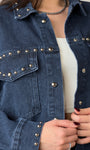 Button Down Stud Detail Denim Shacket