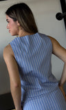 Sleeveless Stripe Poplin Vest Top