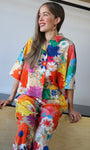 Vibrant Floral Print Cropped Button Down Shirt