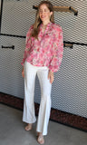 Pink Flower Print Blouse