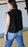 Buttoned Front Sleeveless Collar Top