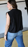 Buttoned Front Sleeveless Collar Top
