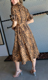 Leopard Print Rosette Dress