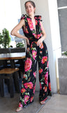 Black Floral Cowl Jumpsuit