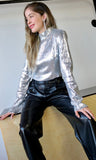 Silver Sequin Long Neck Top