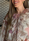 Floral Print Frill Chiffon Wrap Mini Dress