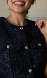 Sequin Button Tweed Vest