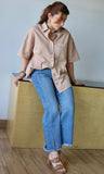 Short Sleeve Button Down Oversized Shirt