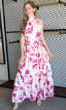 Floral Print Halter Maxi Dress
