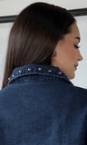 Button Down Stud Detail Denim Shacket