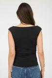 Black Square Neck Sleeveless Top