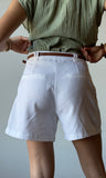 Pleated Linen Shorts W/ Leather Belt