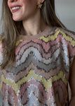 Blush Multi-Colored Sequin Blouse