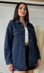 Button Down Stud Detail Denim Shacket