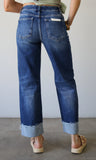High Rise Crop Boyfriend Cufffed Jeans