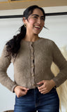 Gold Button Fuzzy Knit Cardigan