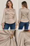 Long Sleeve Waist Trip Top