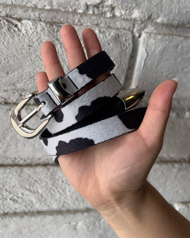 Cow Print Buckle Belt