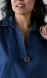 Denim V Neck Blouse