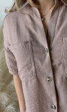 Notched Collar Linen Effect Shirt