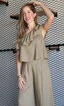 Linen One Shoulder Ruffle