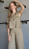 Linen One Shoulder Ruffle