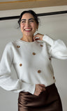 White Flower Detail Sweater