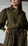 Olive Button Blouse (Set)