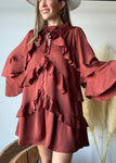 Ruffled Satin Romper With Button-up Front
