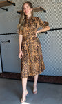 Leopard Print Rosette Dress