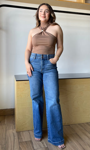 Metallic Ring Off Shoulder Stretch Top