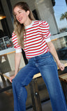 Red Stripe Sweater Top