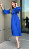 Solid Long Sleeve Midi Dress