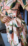 Short Slv V-neck Wrap Print Mini Dress