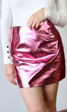 Metalic Highwaist PU Leather Mini Skirt