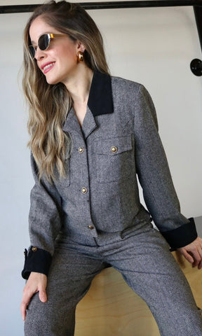 Corduroy Contrast Tweed Jacket