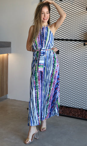 Multi Color Pleated Midi Dress