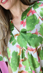 V-Neck Placket Balloon Sleeve Top