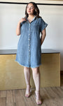 Frayed Hem Denim Shirt Dress