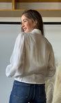 White Rhinestone Button Shirt