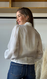 White Rhinestone Button Shirt