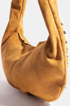 Camel Suede Studded Hobo Bag