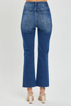 High Rise Button Down Ankle Straight Jeans