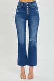 High Rise Button Down Ankle Straight Jeans