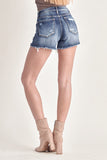 Mid Rise Patched Denim Shorts