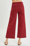 High Rise Red Crop Wide Leg Jeans