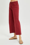 High Rise Red Crop Wide Leg Jeans