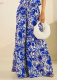 Printed Shrring Wide Leg Pants